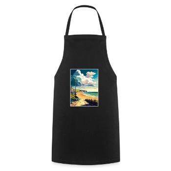 West Bay England Vintage Reiseposter Souvenir - Kochschürze - Schwarz - Vorne - AI Model Male 185 dark (185cm)