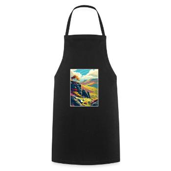 Peak District Uk Vintage Reiseposter Souvenir - Kochschürze - Schwarz - Vorne - AI Model Male 185 dark (185cm)