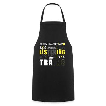 Railway Trains Train Guiding Passion - Cooking Apron - black - Front - AI Model Male 185 dark (185cm)