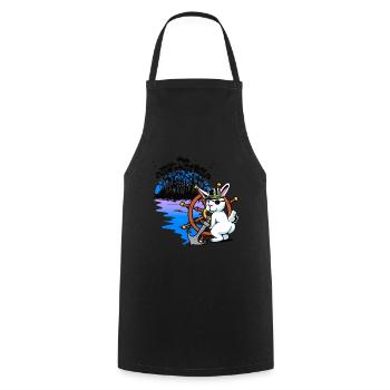 Bunny, Pirate, Buccaneer, Piracy, Fantasy, Sailor - Cooking Apron - black - Front - AI Model Male 185 dark (185cm)