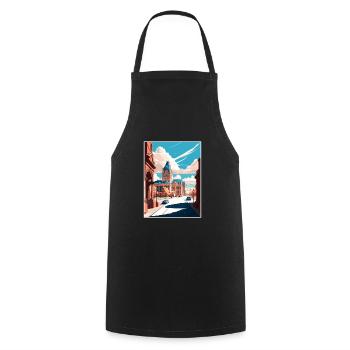 Syracuse New York State Vintage Reiseposter WPA - Kochschürze - Schwarz - Vorne - AI Model Male 185 dark (185cm)
