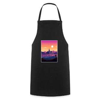 Los Angeles California Deco Vintage Travel Poster - Cooking Apron - black - Front - AI Model Male 185 dark (185cm)