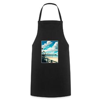 Huntington Beach Californie Vintage affiche de voyage - Tablier de cuisine - noir - Devant - AI Model Male 185 dark (185cm)
