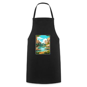Parc d’État de Mckinney Falls, Texas Affiche de voyage - Tablier de cuisine - noir - Devant - AI Model Male 185 dark (185cm)