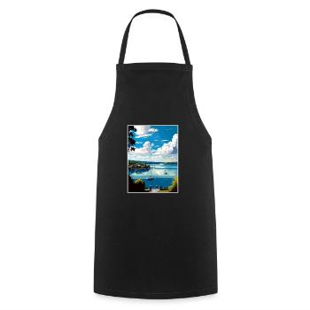 Skaneateles Lake New York State Travel Poster - Cooking Apron - black - Front - AI Model Male 185 dark (185cm)