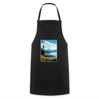 Kachemak Bay Alaska Vintage Reiseposter Souvenir - Kochschürze - Schwarz - Vorne - AI Model Male 185 dark (185cm)