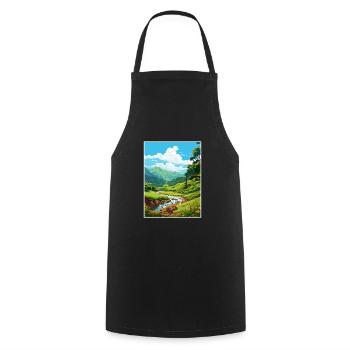 Waimea Valley Hawaï Vintage voyage affiche WPA Art - Tablier de cuisine - noir - Devant - AI Model Male 185 dark (185cm)