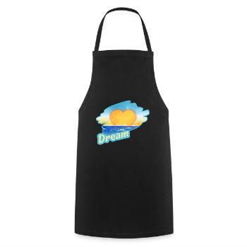 Sunset by the sea in heart shape - Cooking Apron - black - Front - AI Model Male 185 dark (185cm)