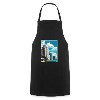 Sarasota Florida Vintage Reiseposter Souvenir - Kochschürze - Schwarz - Vorne - AI Model Male 185 dark (185cm)