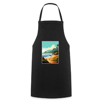 Ke E Beach Hawaï Vintage voyage affiche Souvenir - Tablier de cuisine - noir - Devant - AI Model Male 185 dark (185cm)