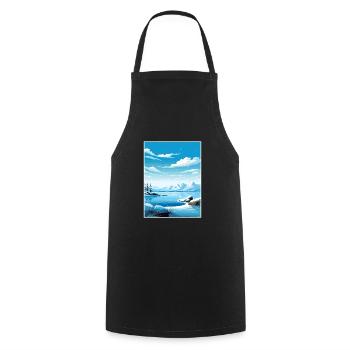 Nordpol Alaska Vintage Reiseposter Souvenir - Kochschürze - Schwarz - Vorne - AI Model Male 185 dark (185cm)