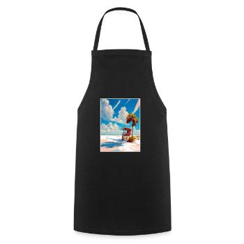 Siesta Key Florida Vintage Reiseposter Souvenir - Kochschürze - Schwarz - Vorne - AI Model Male 185 dark (185cm)