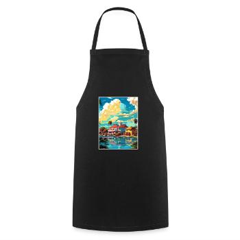 Melbourne Florida Vintage Reiseposter Souvenir - Kochschürze - Schwarz - Vorne - AI Model Male 185 dark (185cm)