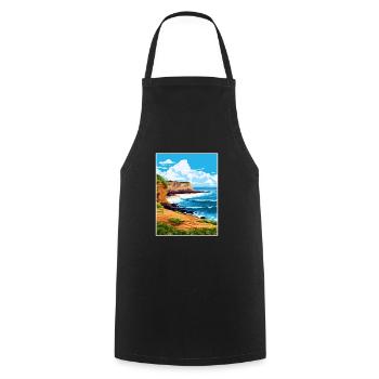 Laie Point Hawaï Vintage voyage affiche Souvenir - Tablier de cuisine - noir - Devant - AI Model Male 185 dark (185cm)