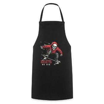 Skeleton Skull Skater Skateboarder Skateboard - Cooking Apron - black - Front - AI Model Male 185 dark (185cm)