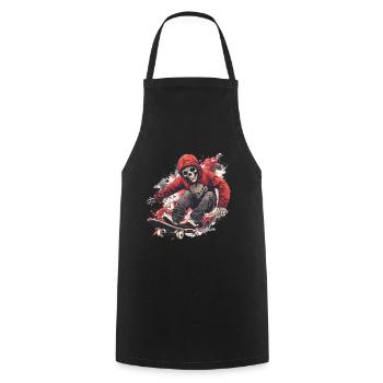 Skeleton Skull Skater Skateboarder Skateboard - Cooking Apron - black - Front - AI Model Male 185 dark (185cm)