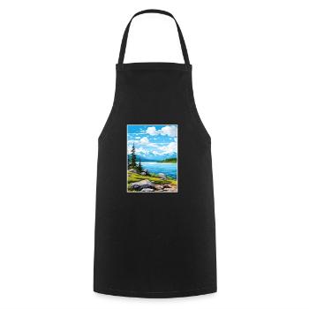 Naknek Lake Alaska Vintage Reiseposter Souvenir - Kochschürze - Schwarz - Vorne - AI Model Male 185 dark (185cm)