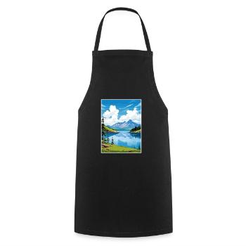 Skilak Lake Alaska Vintage Reiseposter Souvenir - Kochschürze - Schwarz - Vorne - AI Model Male 185 dark (185cm)