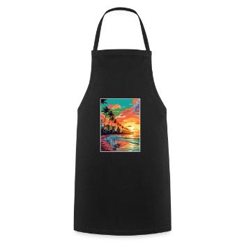 Miami Beach Florida Vintage Travel Poster Souvenir - Cooking Apron - black - Front - AI Model Male 185 dark (185cm)
