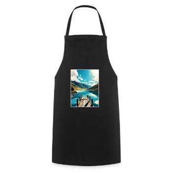 Nelson Lakes Neuseeland Vintage Reiseposter WPA - Kochschürze - Schwarz - Vorne - AI Model Male 185 dark (185cm)