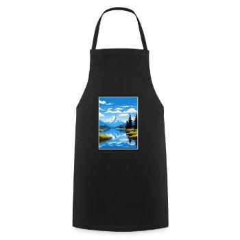 Lake Matheson Neuseeland Vintage Reiseposter - Kochschürze - Schwarz - Vorne - AI Model Male 185 dark (185cm)