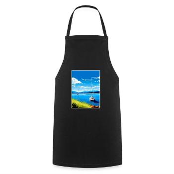Lake Taupo Neuseeland Vintage Reiseposter WPA - Kochschürze - Schwarz - Vorne - AI Model Male 185 dark (185cm)