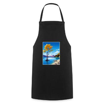 Lake Wanaka Neuseeland Vintage Reiseposter WPA - Kochschürze - Schwarz - Vorne - AI Model Male 185 dark (185cm)