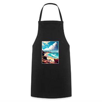 Avalon Beach Australia Vintage Travel Poster WPA - Cooking Apron - black - Front - AI Model Male 185 dark (185cm)