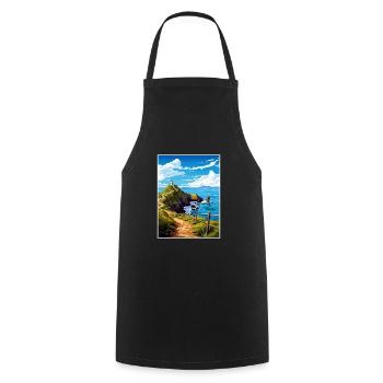 Nugget Point Nouvelle-Zélande Vintage Affiche de voyage WPA - Tablier de cuisine - noir - Devant - AI Model Male 185 dark (185cm)