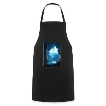 Waitomo Caves New Zealand Vintage Travel Poster - Cooking Apron - black - Front - AI Model Male 185 dark (185cm)