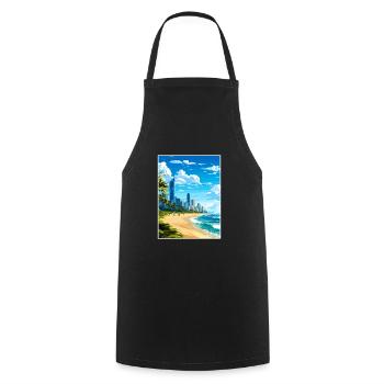 Surfers Paradise Beach Australien Reiseposter - Kochschürze - Schwarz - Vorne - AI Model Male 185 dark (185cm)