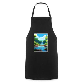Daintree Rainforest Australie déco affiche de voyage - Tablier de cuisine - noir - Devant - AI Model Male 185 dark (185cm)