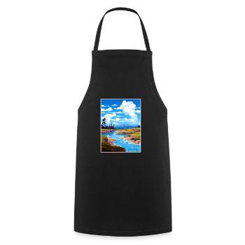Te Puia New Zealand Vintage Travel Poster Souvenir - Cooking Apron - black - Front - AI Model Male 185 dark (185cm)