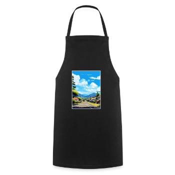 Rotorua Neuseeland Vintage Reiseposter Souvenir - Kochschürze - Schwarz - Vorne - AI Model Male 185 dark (185cm)