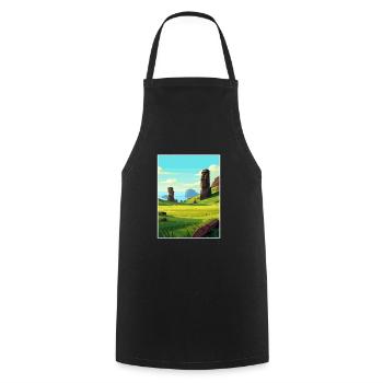 Osterinsel Dekoration Vintage Reiseposter WPA - Kochschürze - Schwarz - Vorne - AI Model Male 185 dark (185cm)