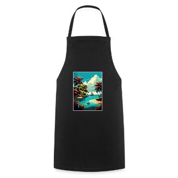 Dominican Republic Caribbean Vintage Travel Poster - Cooking Apron - black - Front - AI Model Male 185 dark (185cm)