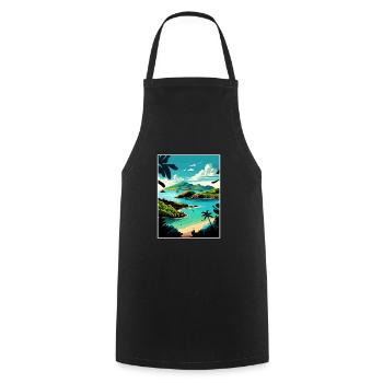 Antigua And Barbuda Caribbean Travel Poster - Cooking Apron - black - Front - AI Model Male 185 dark (185cm)
