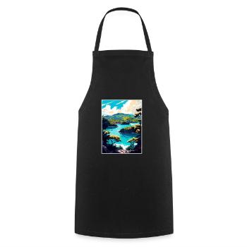 Antigua Caribbean Vintage Travel Poster Souvenir - Cooking Apron - black - Front - AI Model Male 185 dark (185cm)