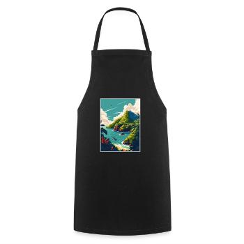 Dominica Caribbean Vintage Travel Poster Souvenir - Cooking Apron - black - Front - AI Model Male 185 dark (185cm)