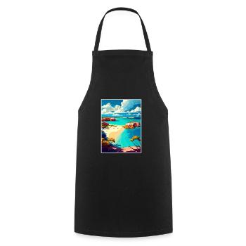Anguilla Karibik Vintage Reiseposter Souvenir - Kochschürze - Schwarz - Vorne - AI Model Male 185 dark (185cm)