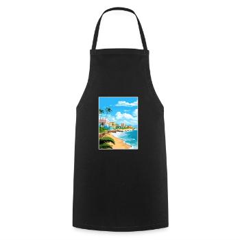 San Juan Caribbean Vintage Travel Poster Souvenir - Cooking Apron - black - Front - AI Model Male 185 dark (185cm)