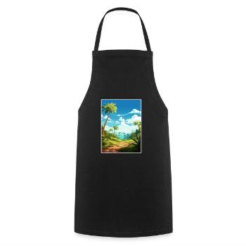 Montezuma Costa Rica Vintage Reiseposter WPA Kunst - Kochschürze - Schwarz - Vorne - AI Model Male 185 dark (185cm)