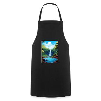 Rio Celeste Waterfall Vintage Travel Poster WPA - Cooking Apron - black - Front - AI Model Male 185 dark (185cm)