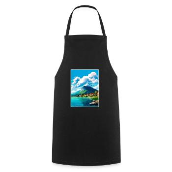 Florianopolis Brésil Vintage voyage affiche WPA Art - Tablier de cuisine - noir - Devant - AI Model Male 185 dark (185cm)