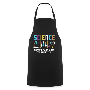 Science - It doesn't matter what you believe in - Cooking Apron - black - Front - AI Model Male 185 dark (185cm)
