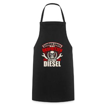 Schönen Gruß - Ich fahre Diesel - Kochschürze - Schwarz - Vorne - AI Model Male 185 dark (185cm)
