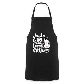 Just A Girl Who Loves Cats Cat Lover - Cooking Apron - black - Front - AI Model Male 185 dark (185cm)