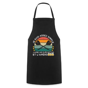 J' aime les fléchettes et l' apéro cadeau vintage - Tablier de cuisine - noir - Devant - AI Model Male 185 dark (185cm)