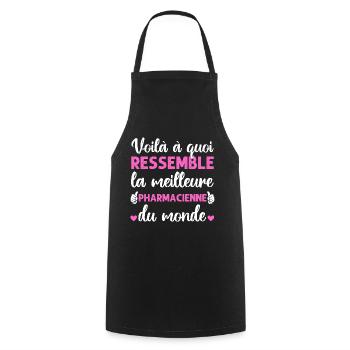 Meilleure pharmacienne du monde humour cadeau - Tablier de cuisine - noir - Devant - AI Model Male 185 dark (185cm)