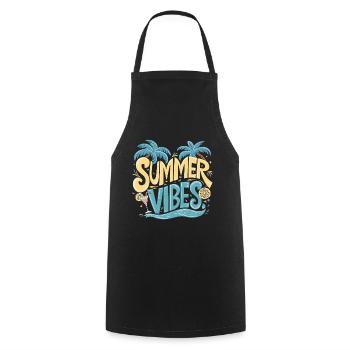 Summer Vibes Strand Urlaub - Kochschürze - Schwarz - Vorne - AI Model Male 185 dark (185cm)